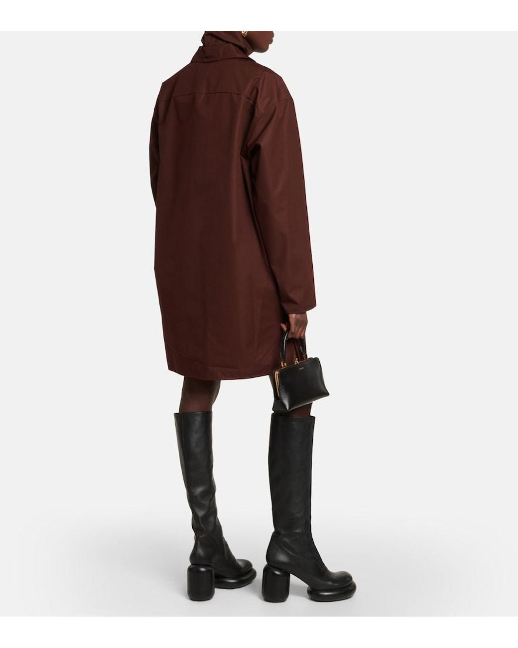 Jil Sander Brown Layered Cotton Minidress