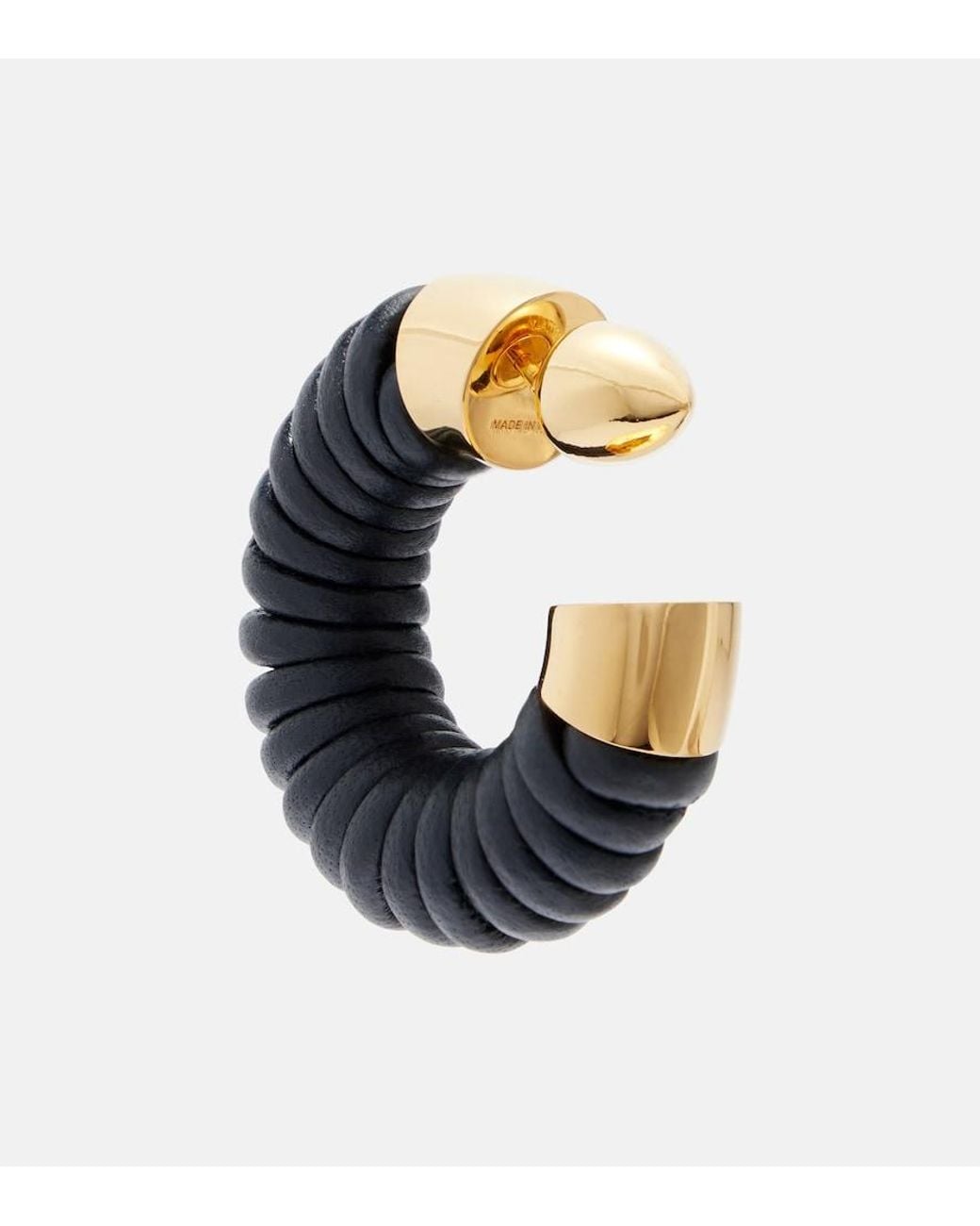 Alaïa Blue Bobine Leather-Trimmed Hoop Earrings