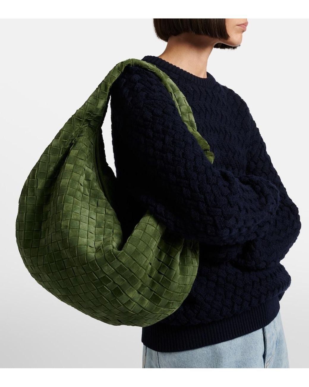 Bottega Veneta Green Jodie Small Suede Shoulder Bag