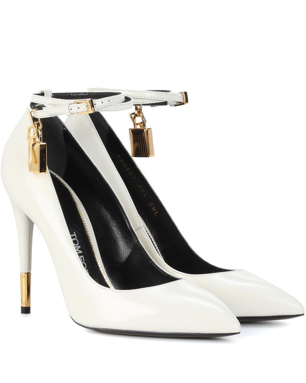 Tom Ford Padlock Leather Pumps in White | Lyst