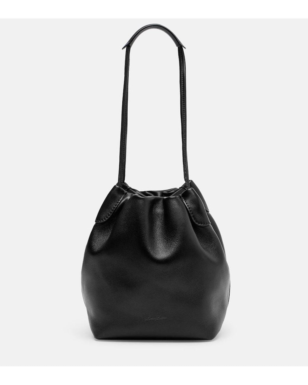 Loro Piana Black Bale Softy Small Leather Bucket Bag