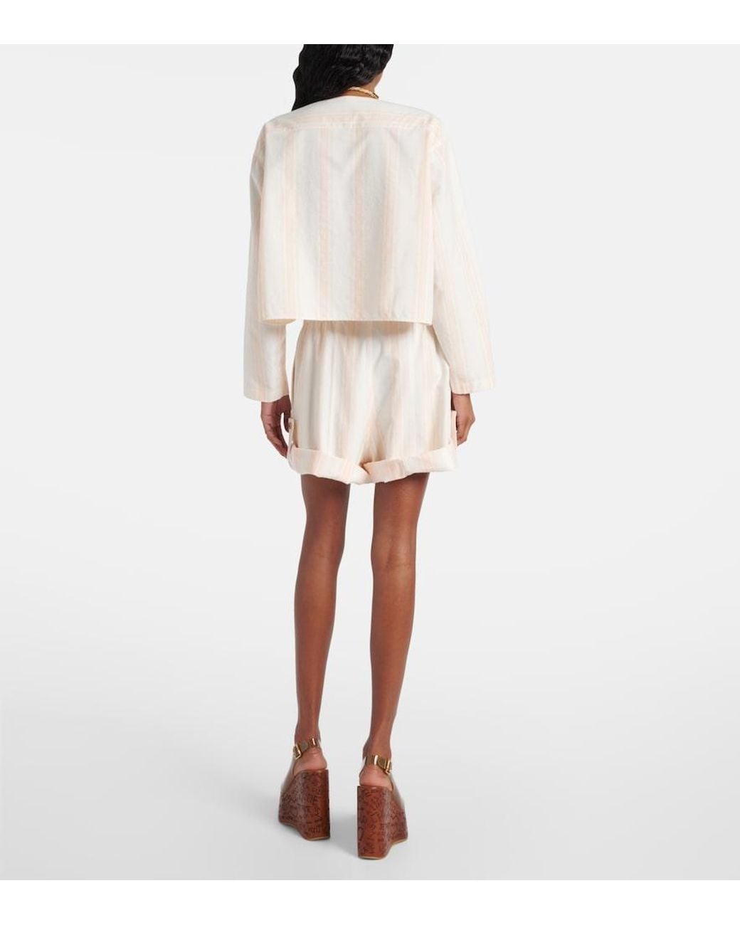 Chloé White Striped Cotton Crop Top