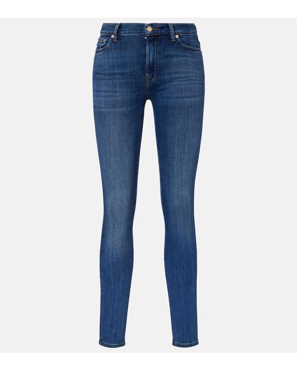 7 For All Mankind Blue Hw High-Waist Skinny Jeans