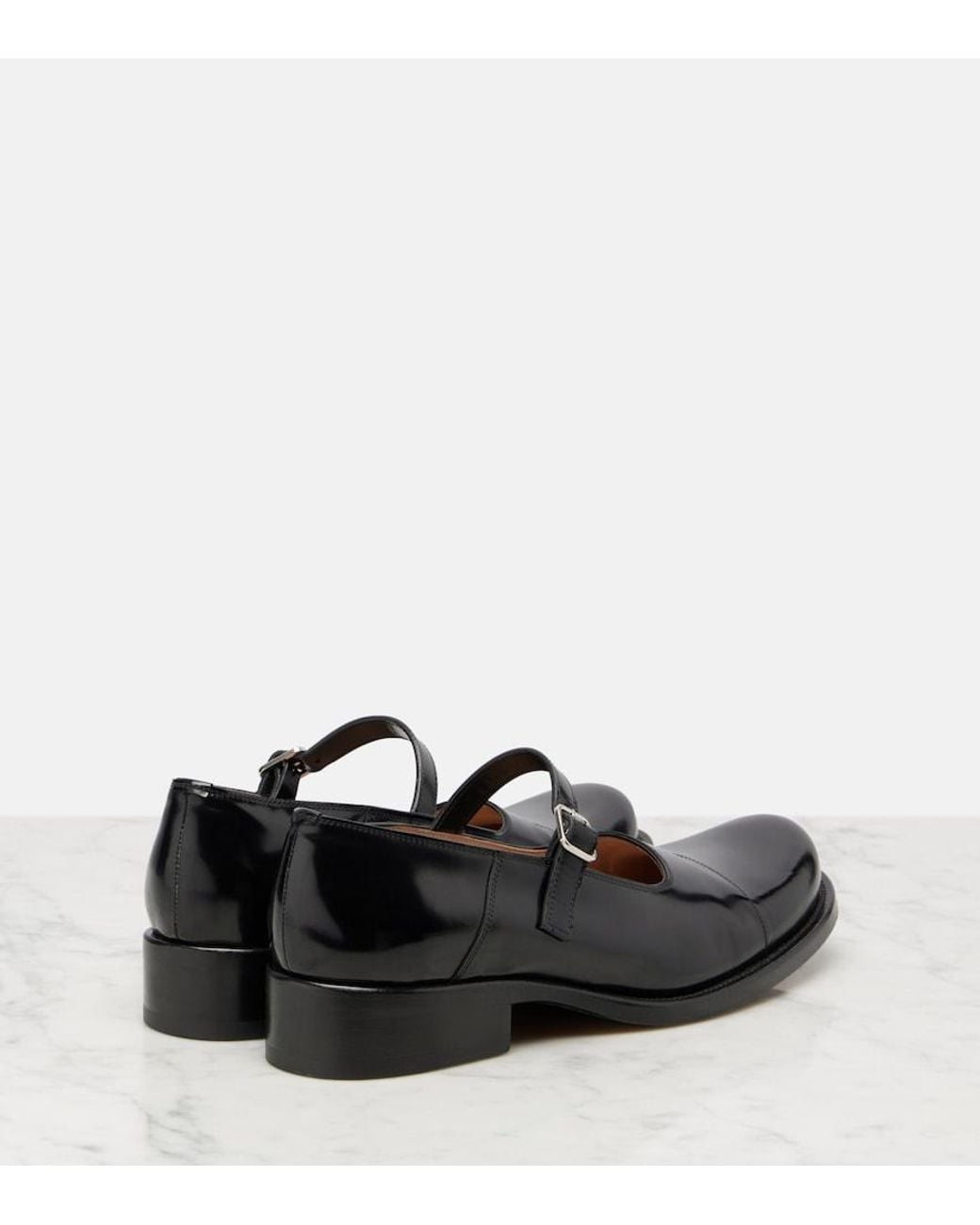 The Row Black Kai Leather Mary-Jane Shoes