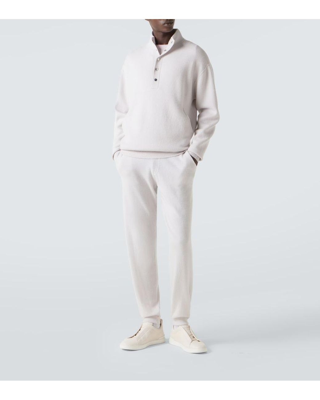 Allude White Wool And Cashmere Turtleneck Sweater for men