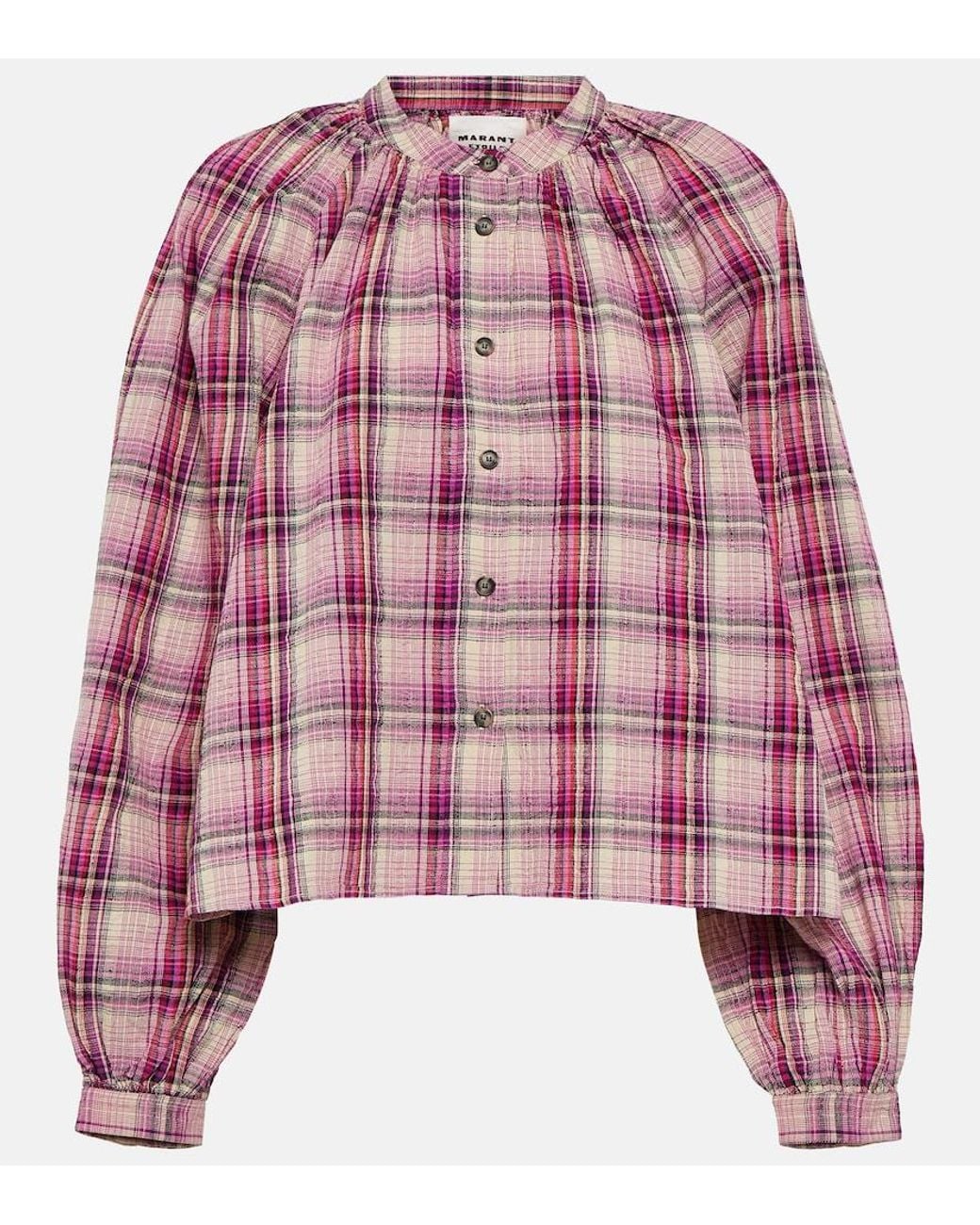 Isabel Marant Red Blandine Checked Cotton And Linen Shirt