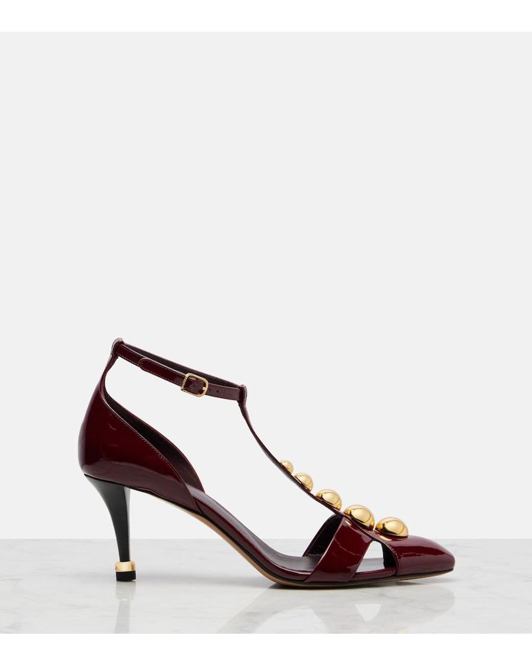 Chloé Brown Cleia 70 Studded Patent Leather Pumps