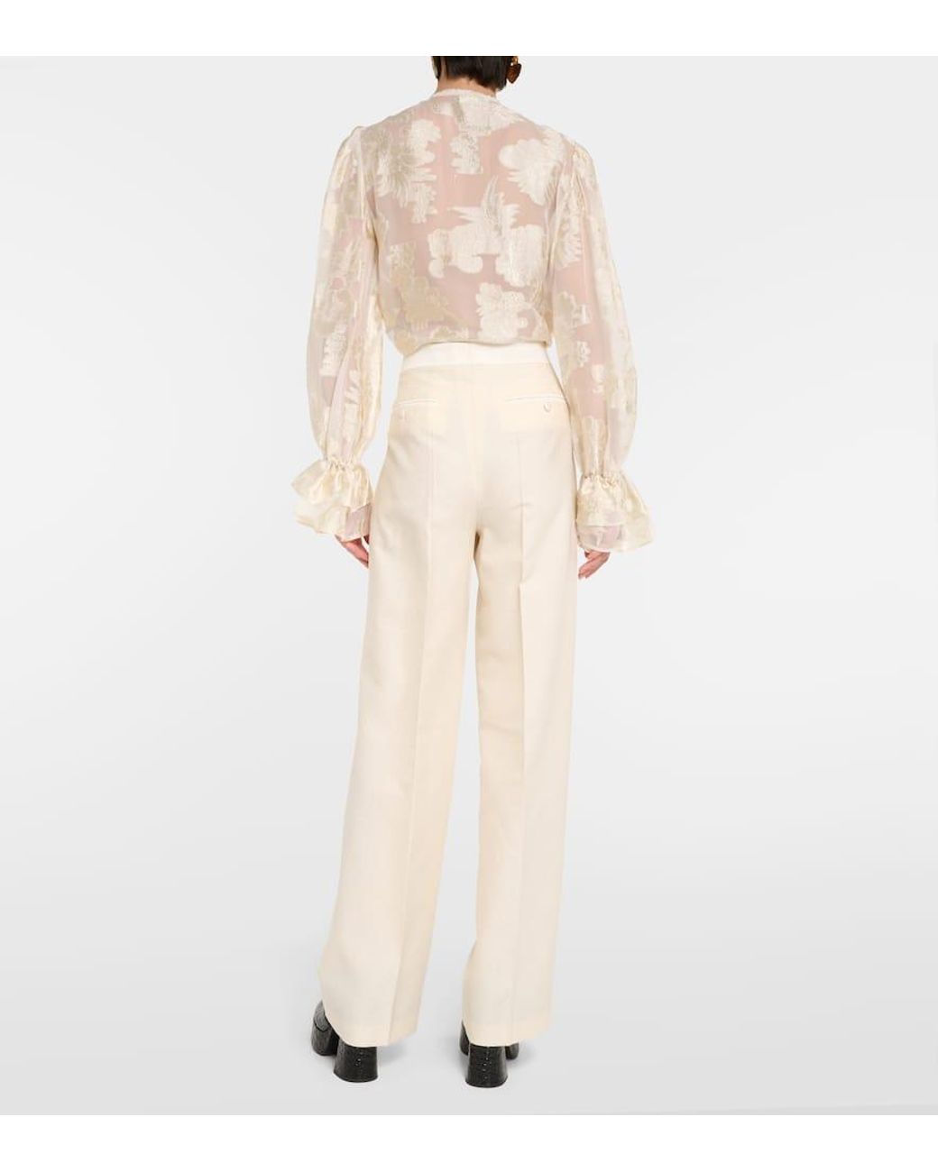 Etro Natural Cotton And Wool Straight Pants