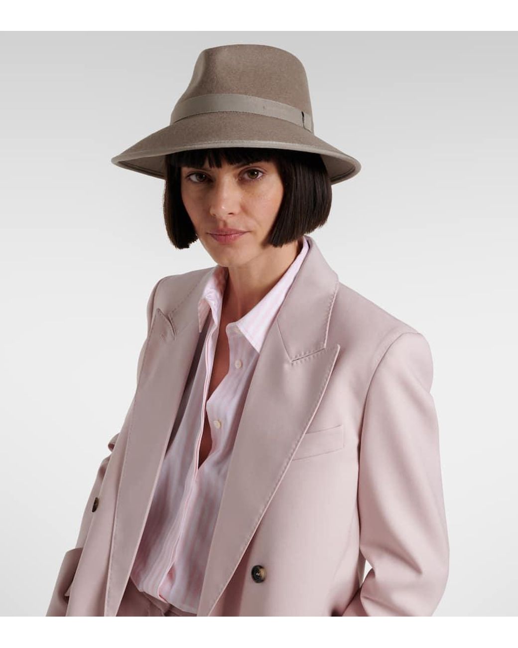 Max Mara Natural Locusta Wool Felt Fedora Hat