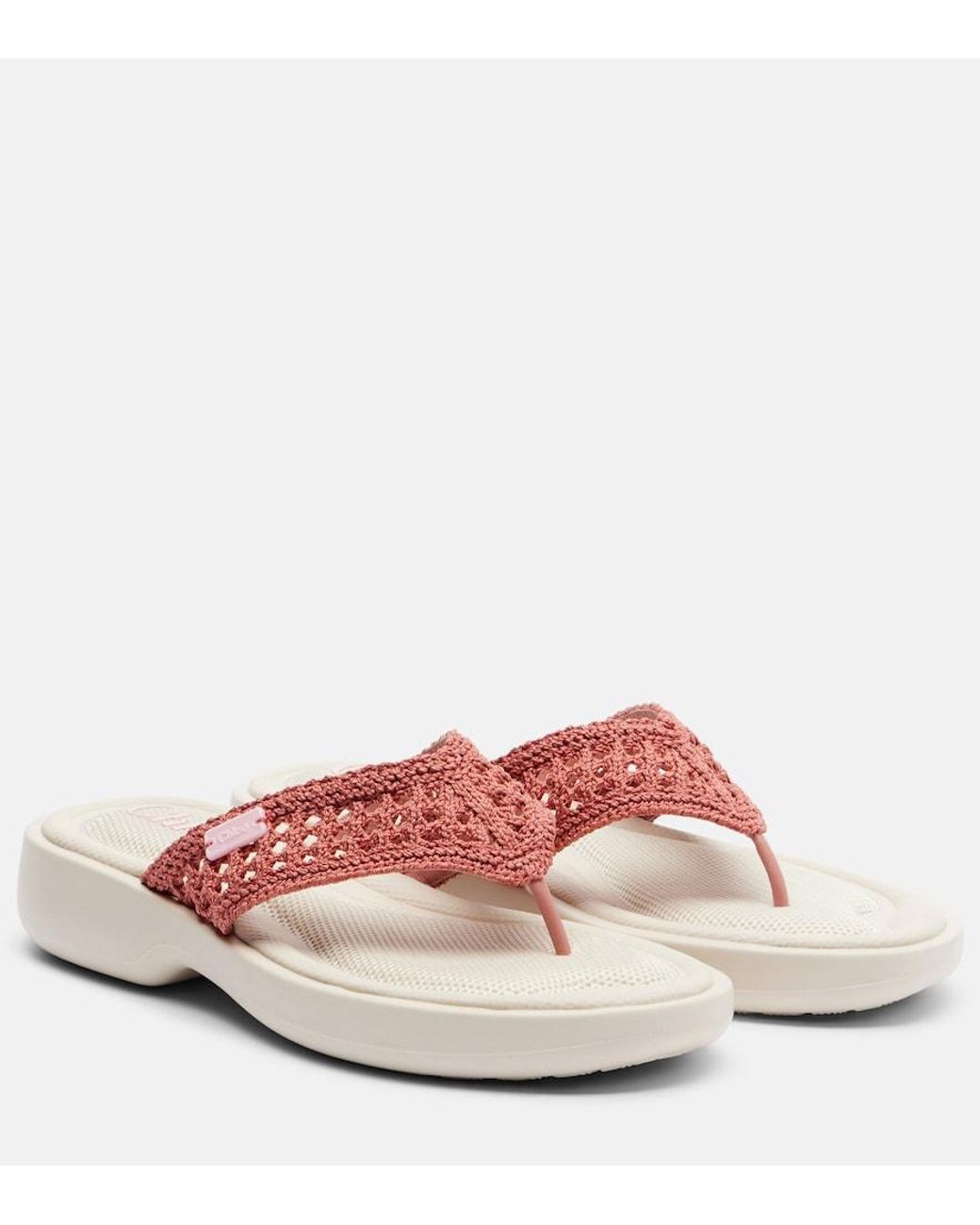 Chloé Pink La Poolette Crochet Thong Sandals