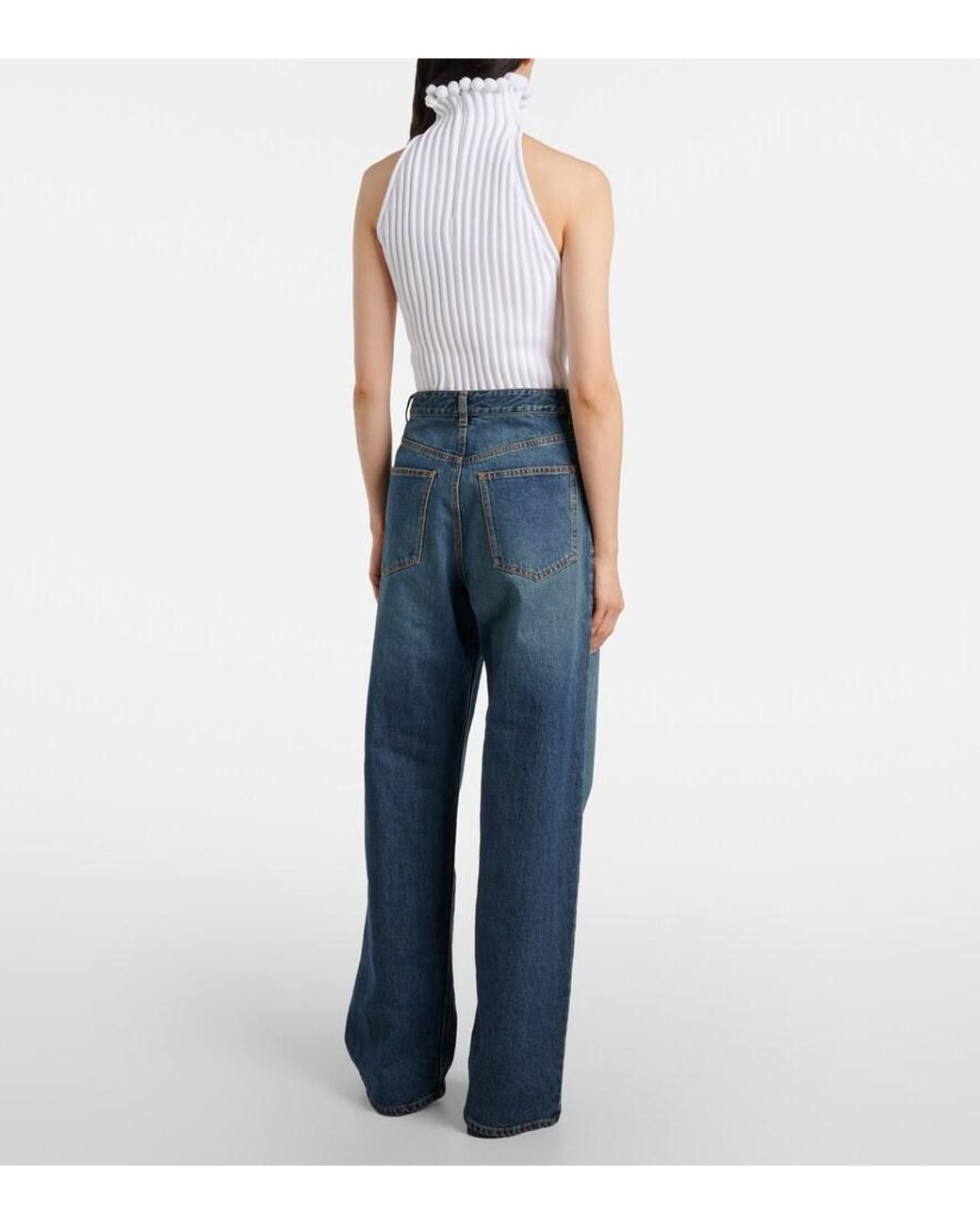 Alaïa Blue Low-Rise Straight Jeans