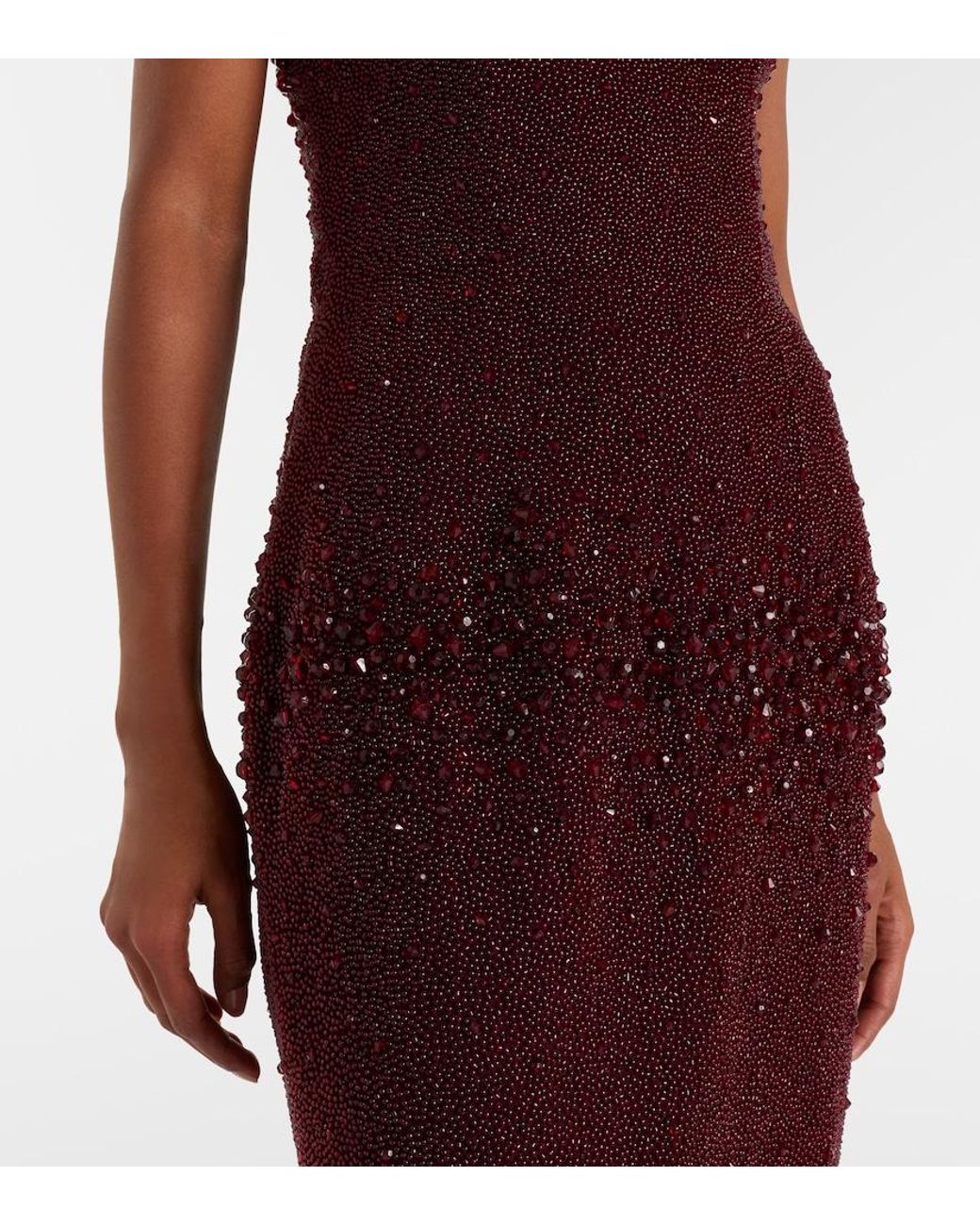 Clio Peppiatt Purple Tina Embellished Strapless Gown