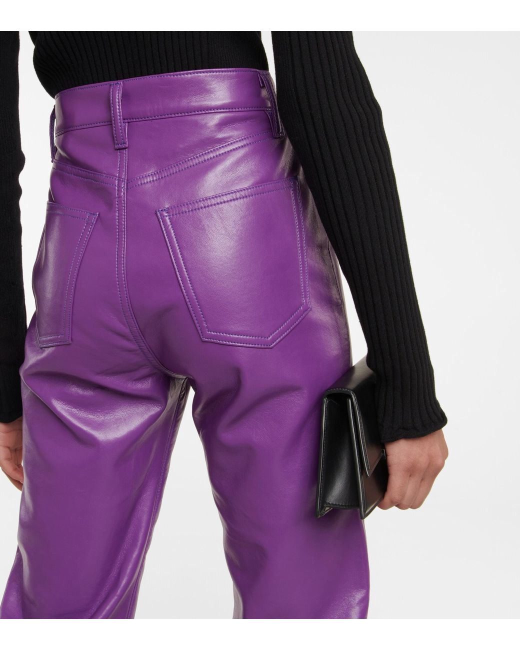 Agolde 90s Pinch High-rise Faux Leather Pants in Purple | Lyst