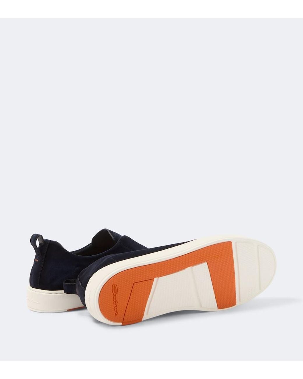 Santoni Blue Suede Slip-On Sneakers for men