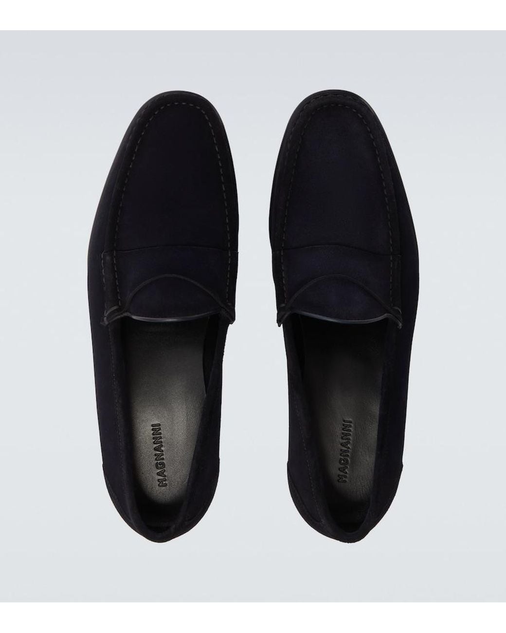 Magnanni Shoes Black Suede Loafers for men