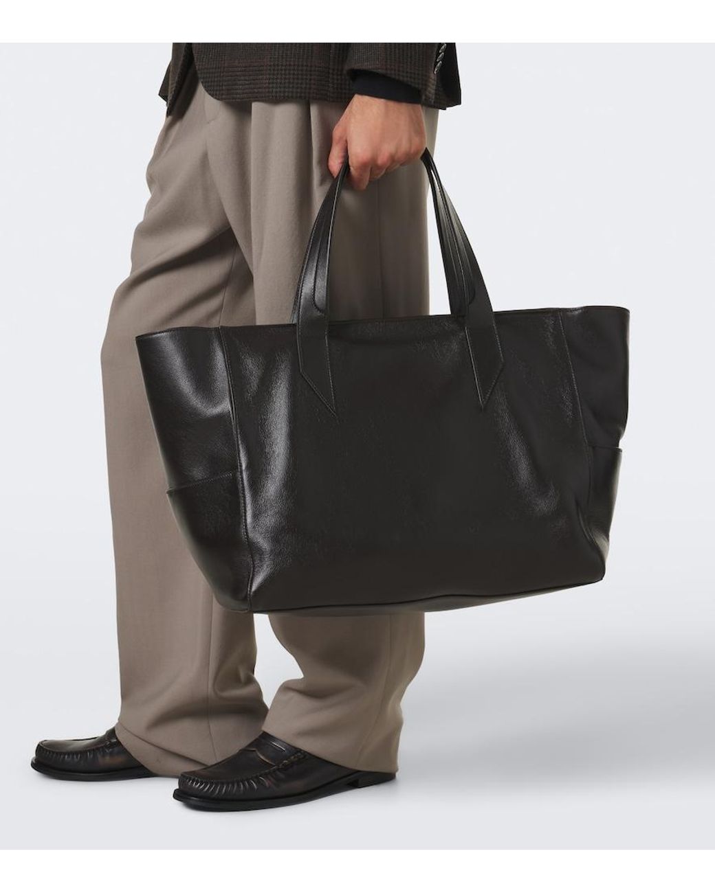Metier Black Passerby East-West Leather Tote Bag for men