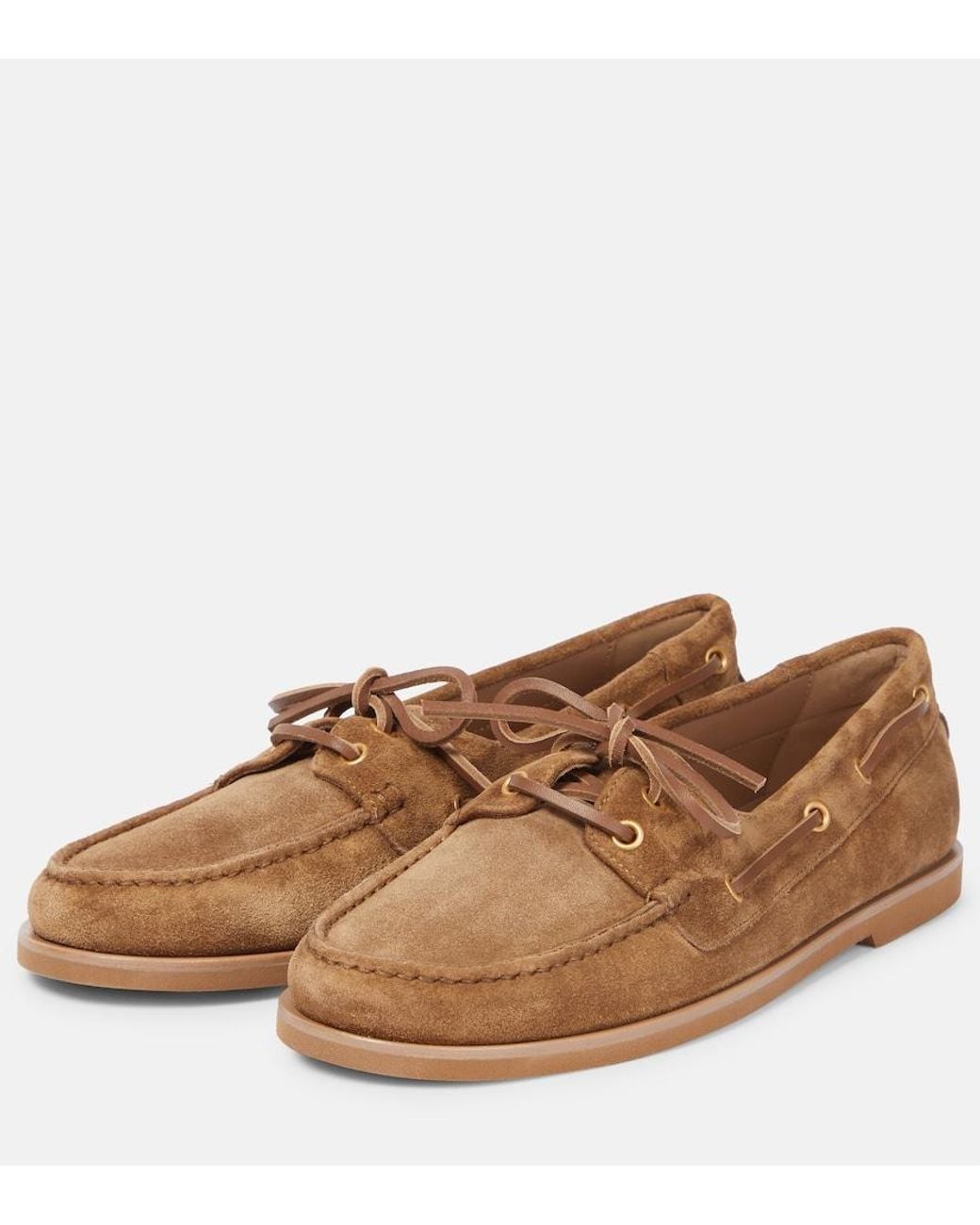 Gianvito Rossi Brown Vandee Suede Boat Shoes