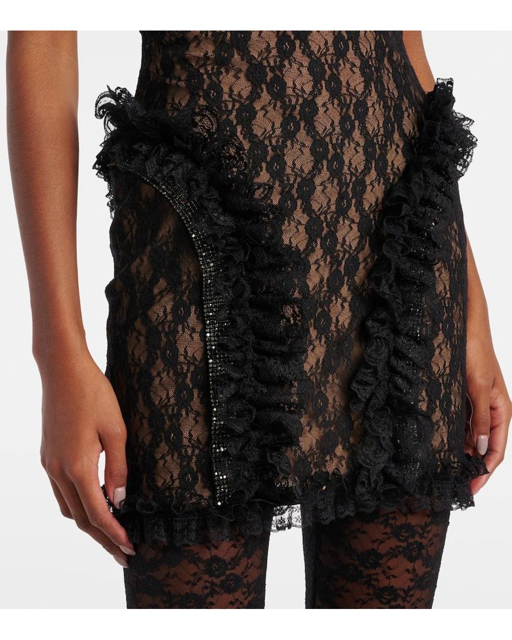 Self-Portrait Black X Christopher Kane Embellished Lace Minidress