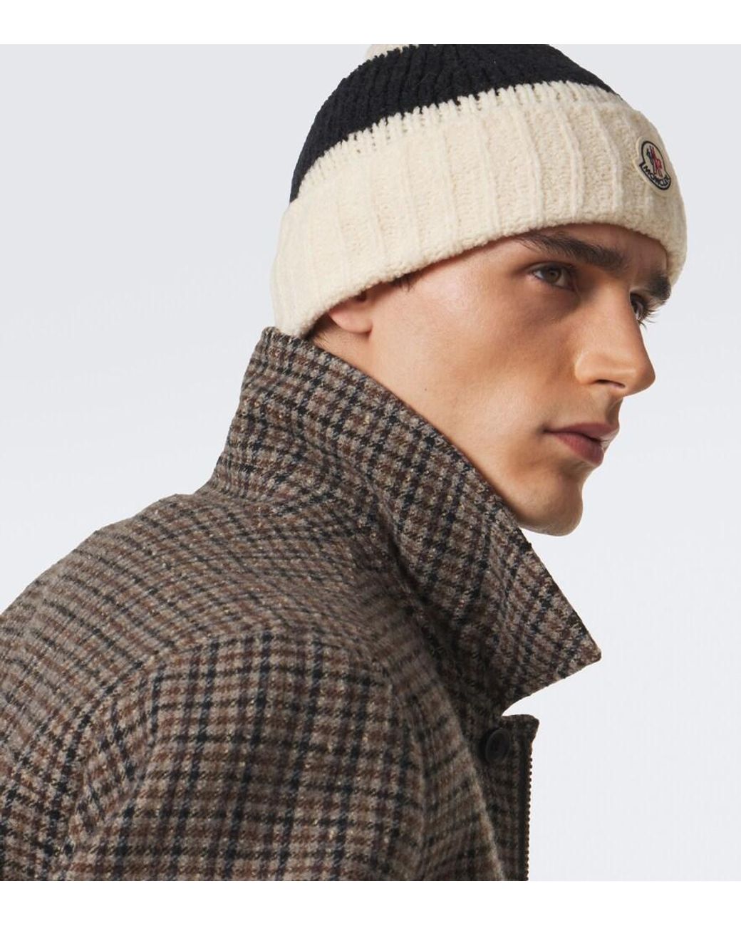 Moncler Black Wool-Blend Beanie for men
