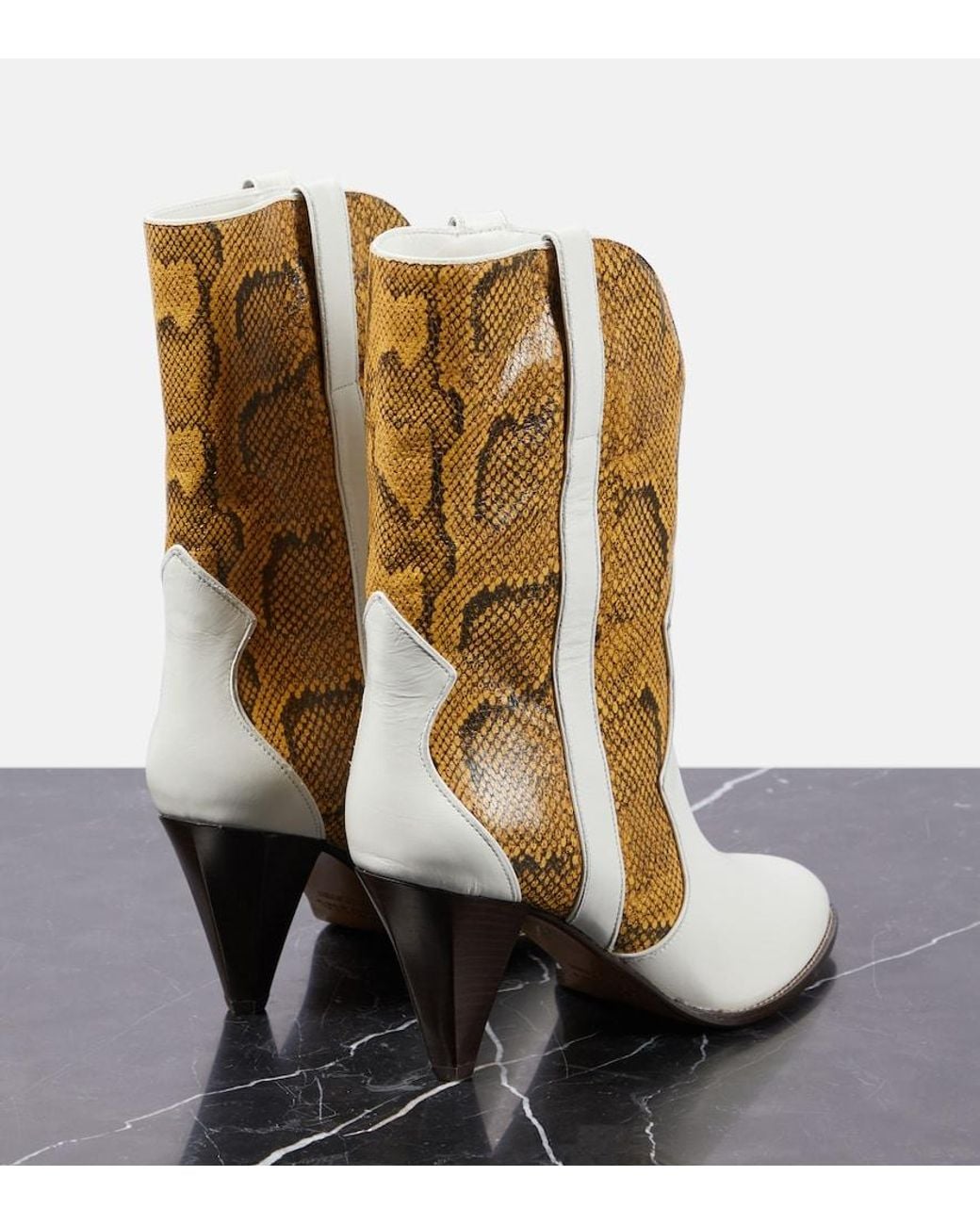 Isabel Marant White Witney Snake-Effect Leather Ankle Boots