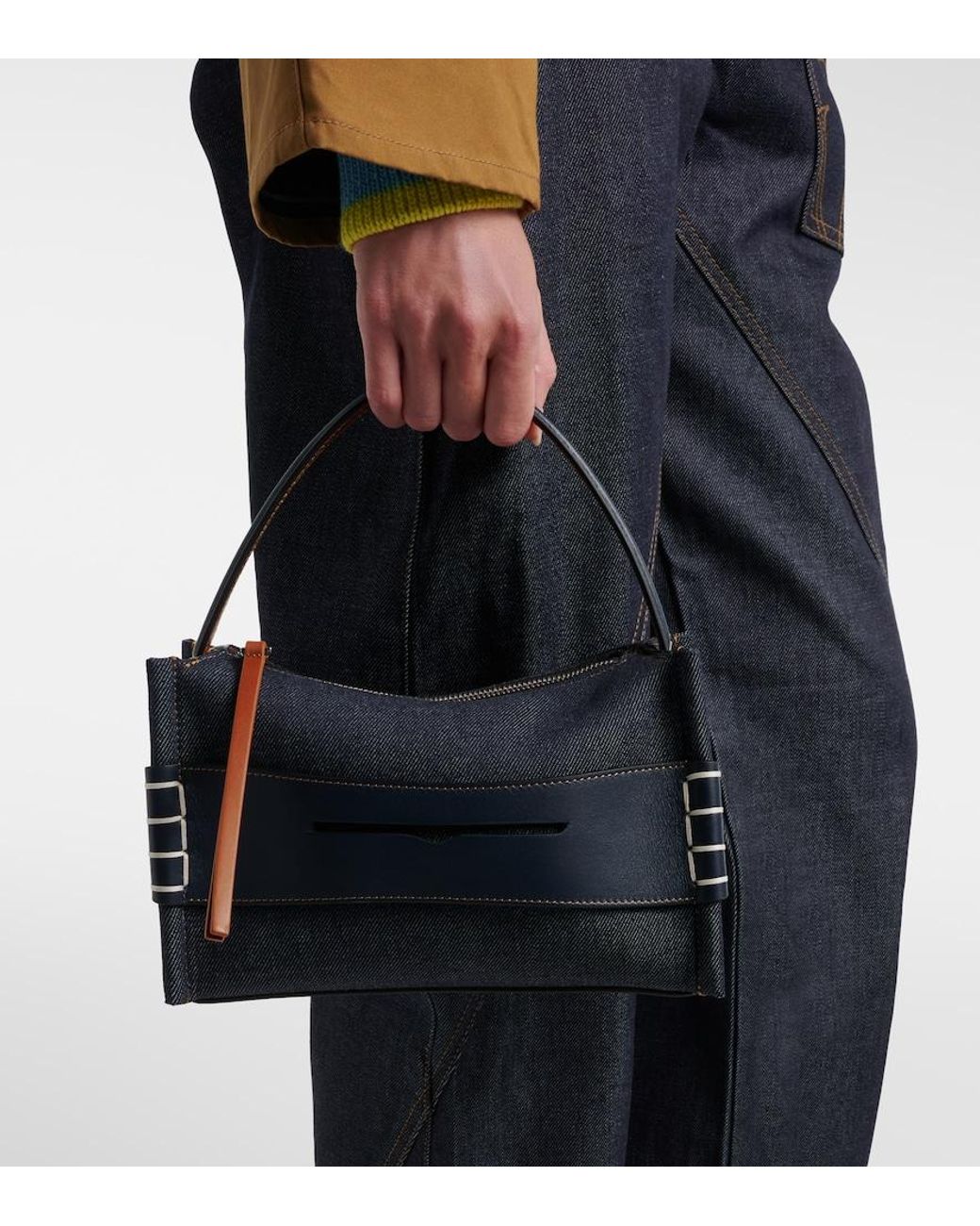 J.W. Anderson Blue Loafer Small Denim Shoulder Bag