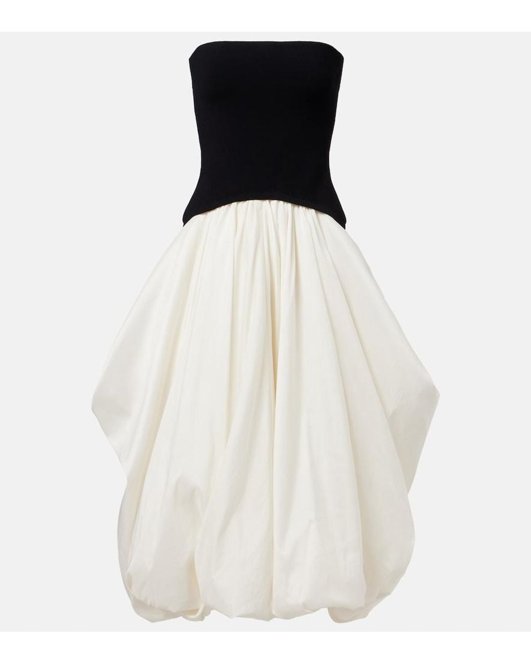 Jonathan Simkhai White Izzy Strapless Taffeta Midi Dress