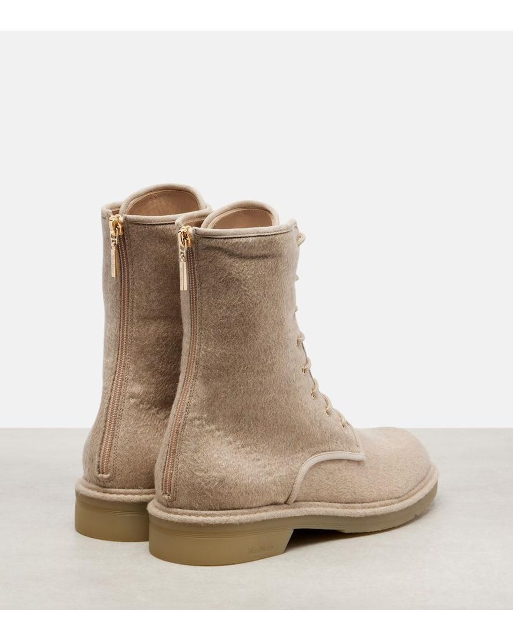 Max Mara Natural Baker Cashmere Combat Boots