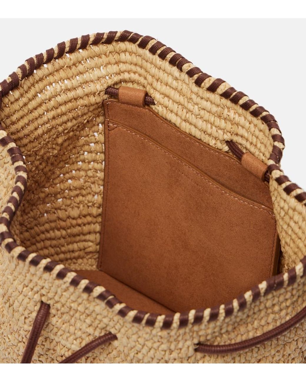 Stella McCartney Natural Falabella Small Raffia Bucket Bag
