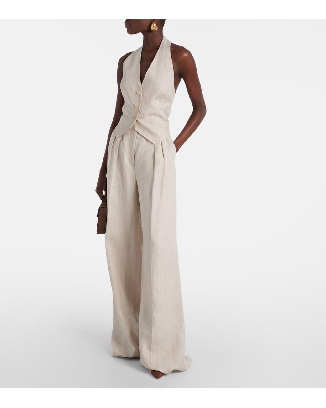 Max Mara White Sauro Linen Vest