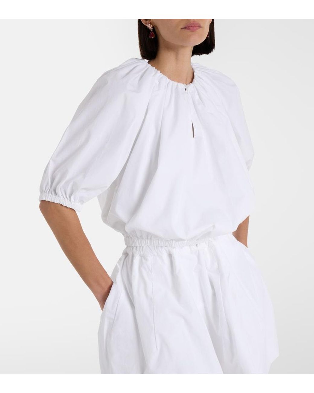 Patou White Gathered Cotton Top