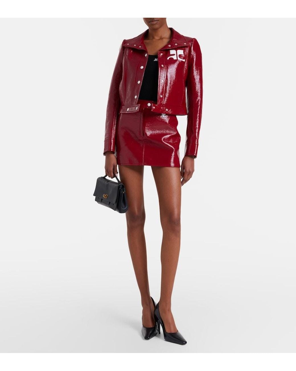 Courreges Red Reedition Vinyl Miniskirt