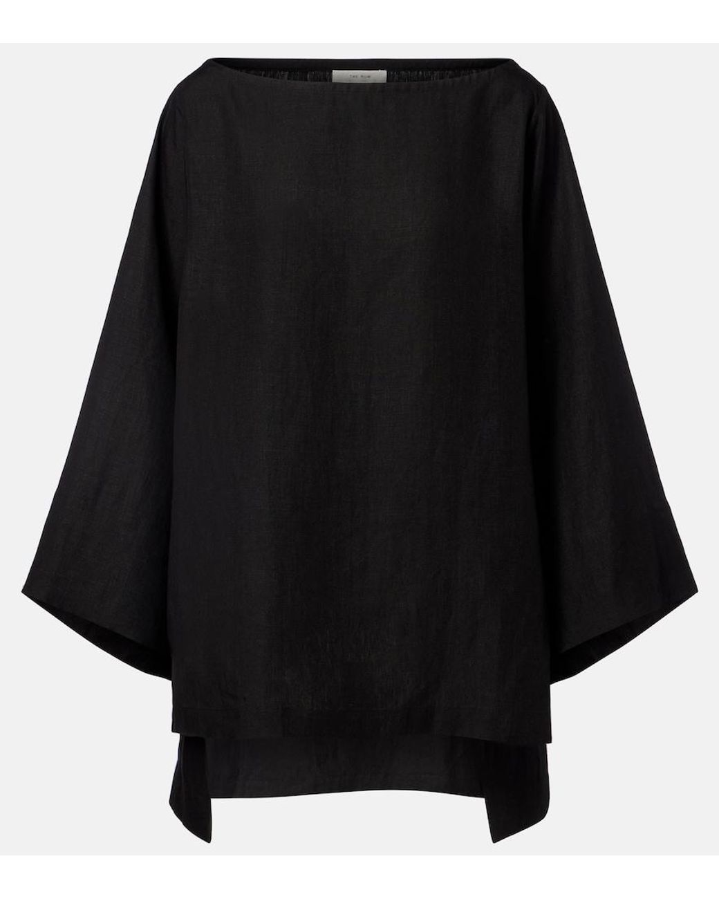 The Row Black Junia Linen Top