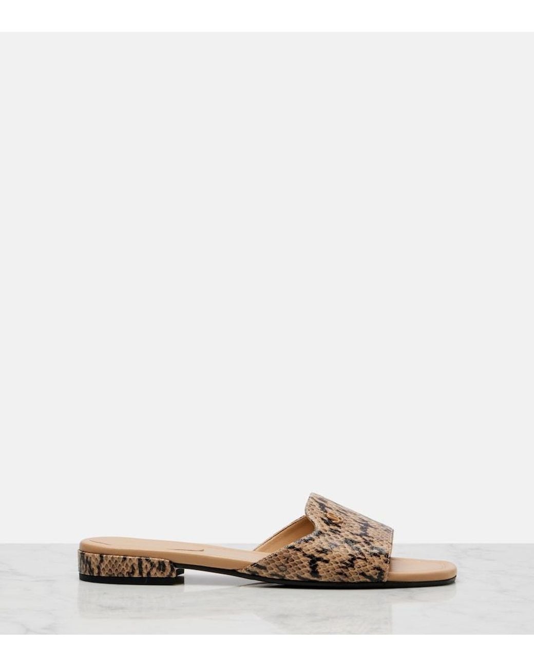 Jimmy Choo Natural Dina Snake-Effect Leather Slides