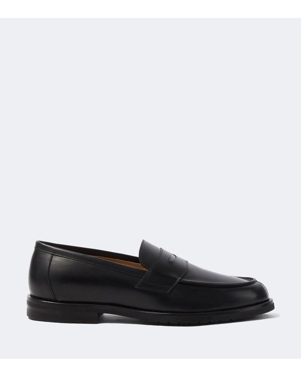 Thom Sweeney Black Leather Penny Loafers for men