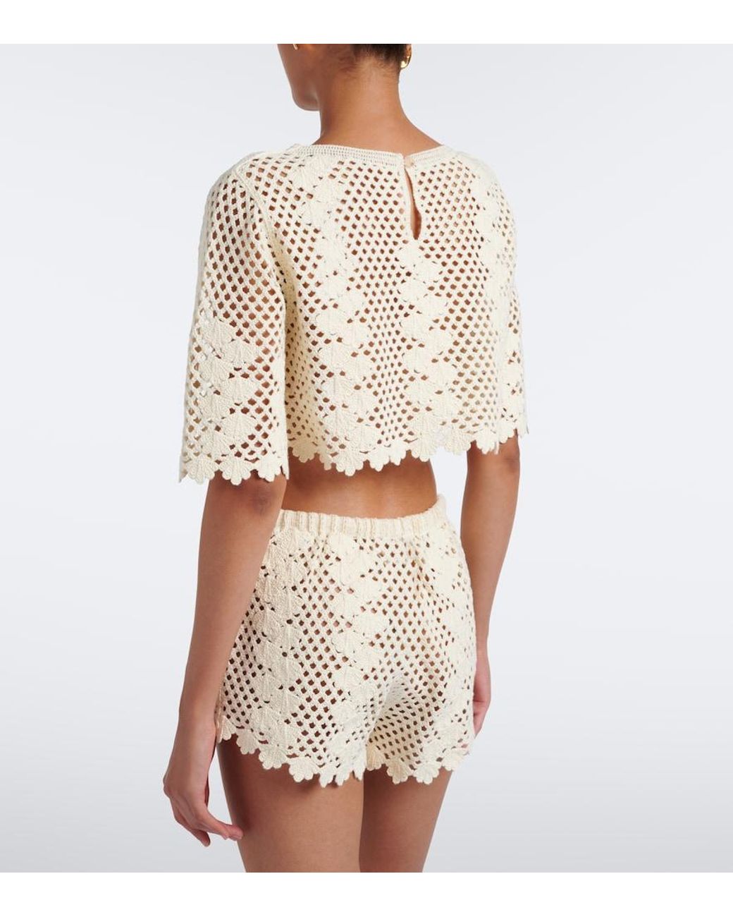 Posse Natural Saskia Cropped Crochet Cotton Top