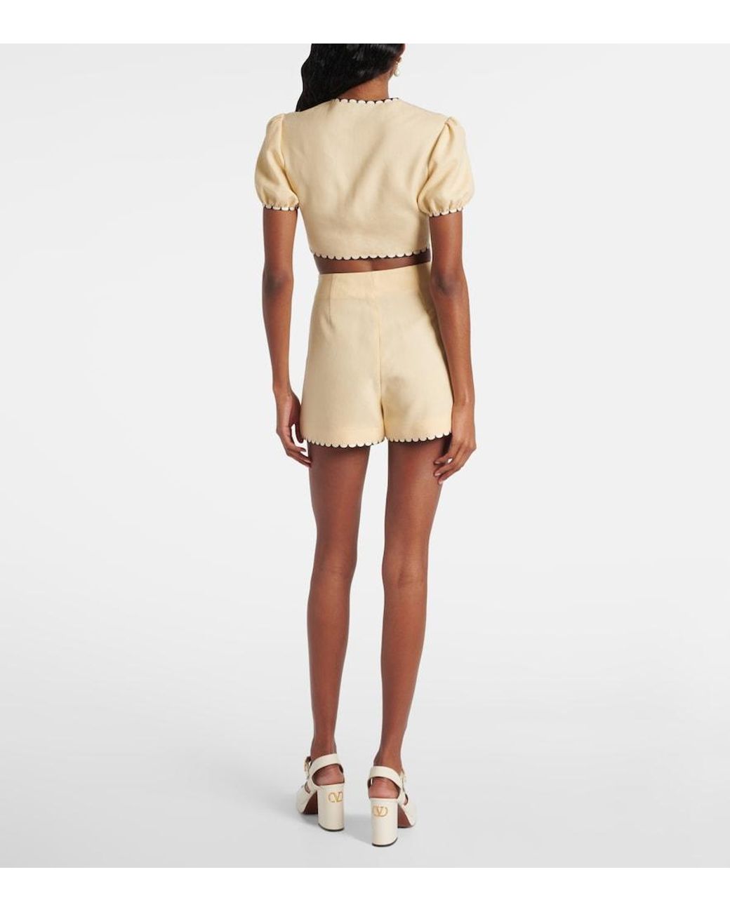 Valentino Garavani Natural Plus De Pois Embroidered Crop Top