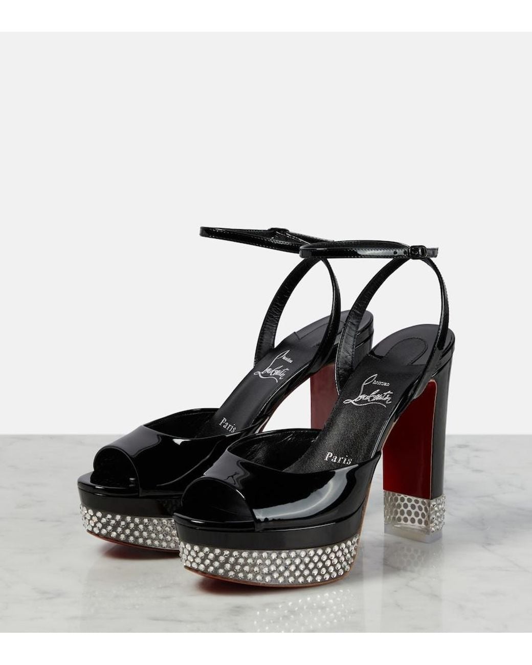 Christian Louboutin Black Cassandrina Alta 130 Embellished Sandals