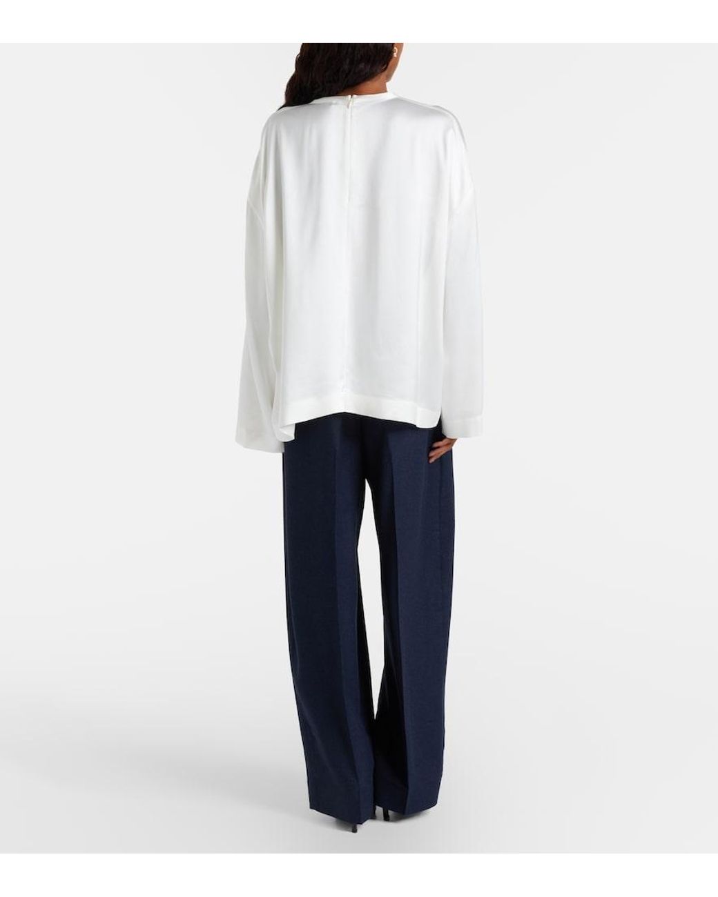 Totême  Blue Flannel Wide-Leg Pants