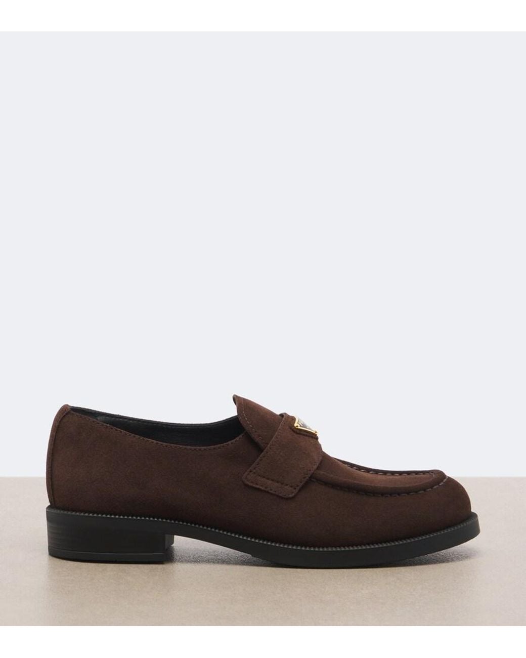 Prada Brown Suede Penny Loafers