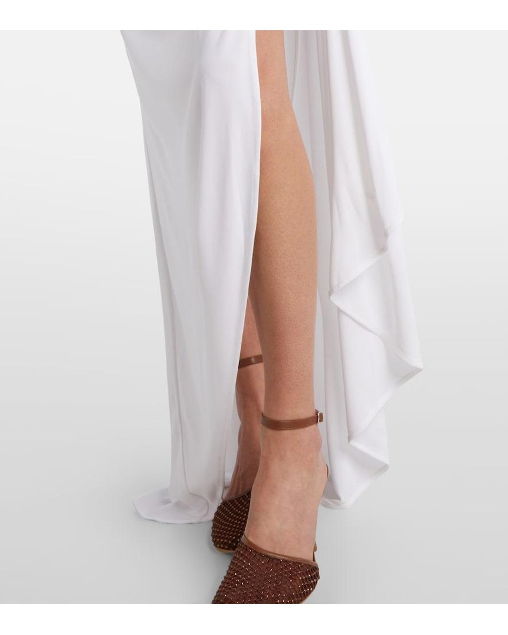Christopher Esber White Crescent Draped Asymmetric Midi Skirt