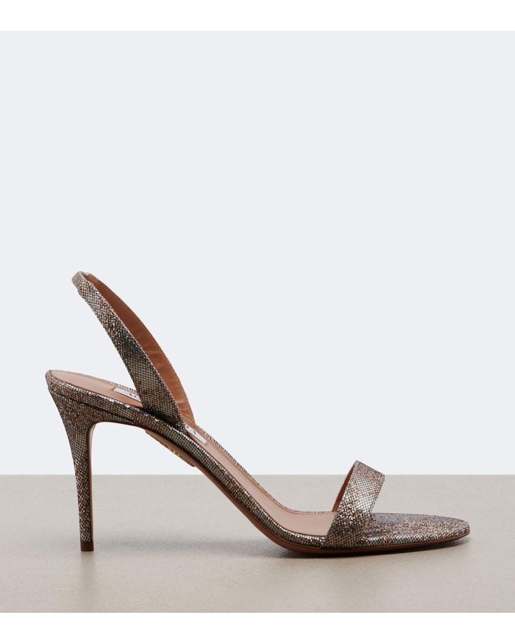Aquazzura Brown So Nude Metallic Leather Slingback Sandals