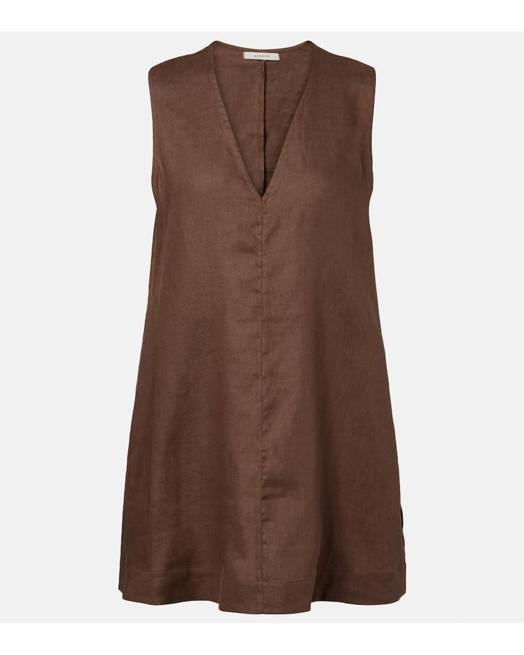 Asceno Brown Derya Linen Minidress