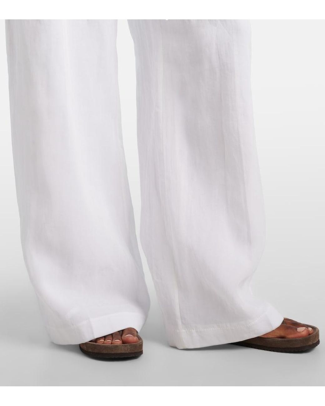 Brunello Cucinelli White Cotton Wide-Leg Pants