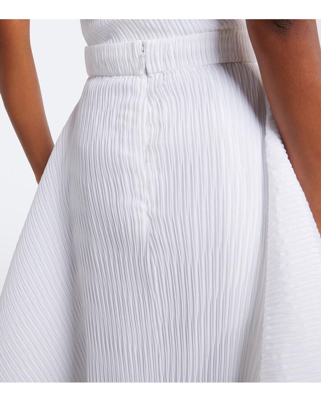 J.W. Anderson White Pleated Asymmetric Midi Skirt