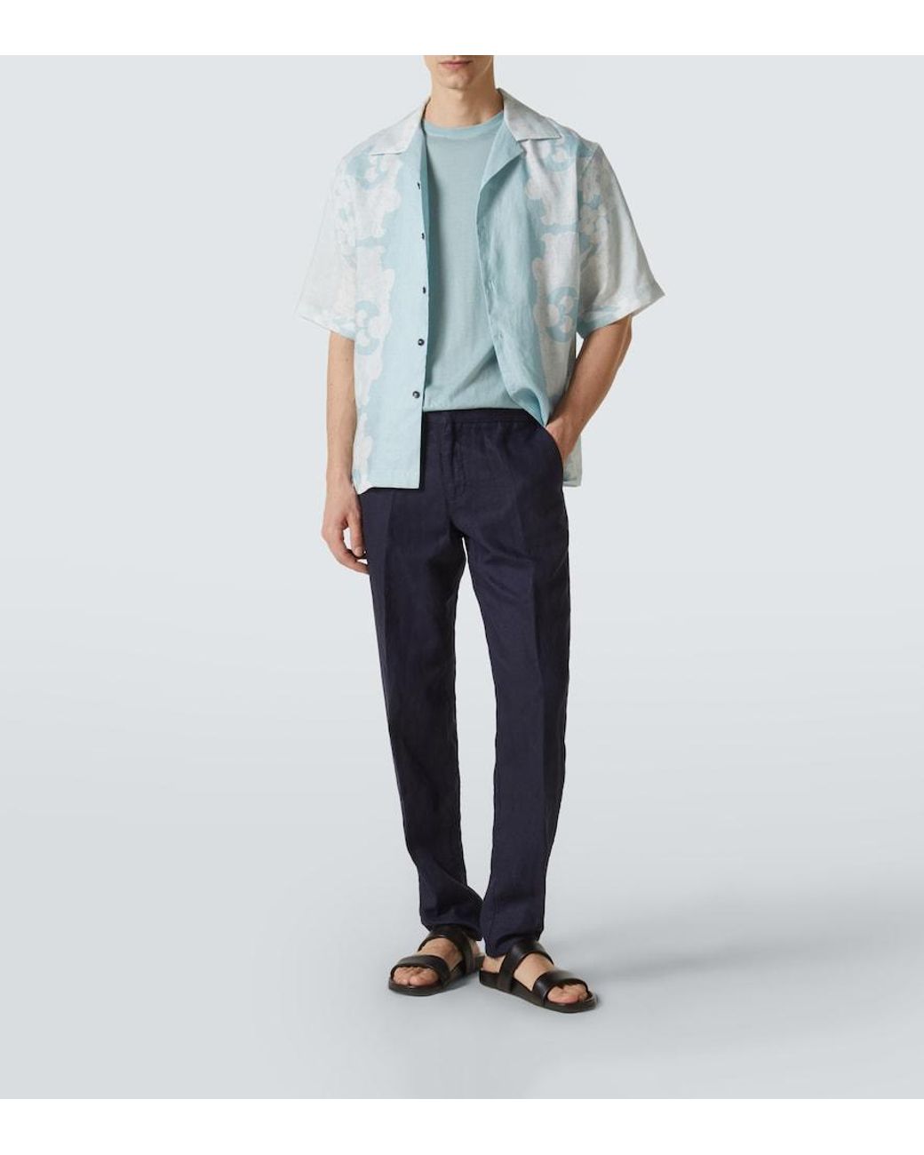 Orlebar Brown Blue Griffon Linen Pants for men