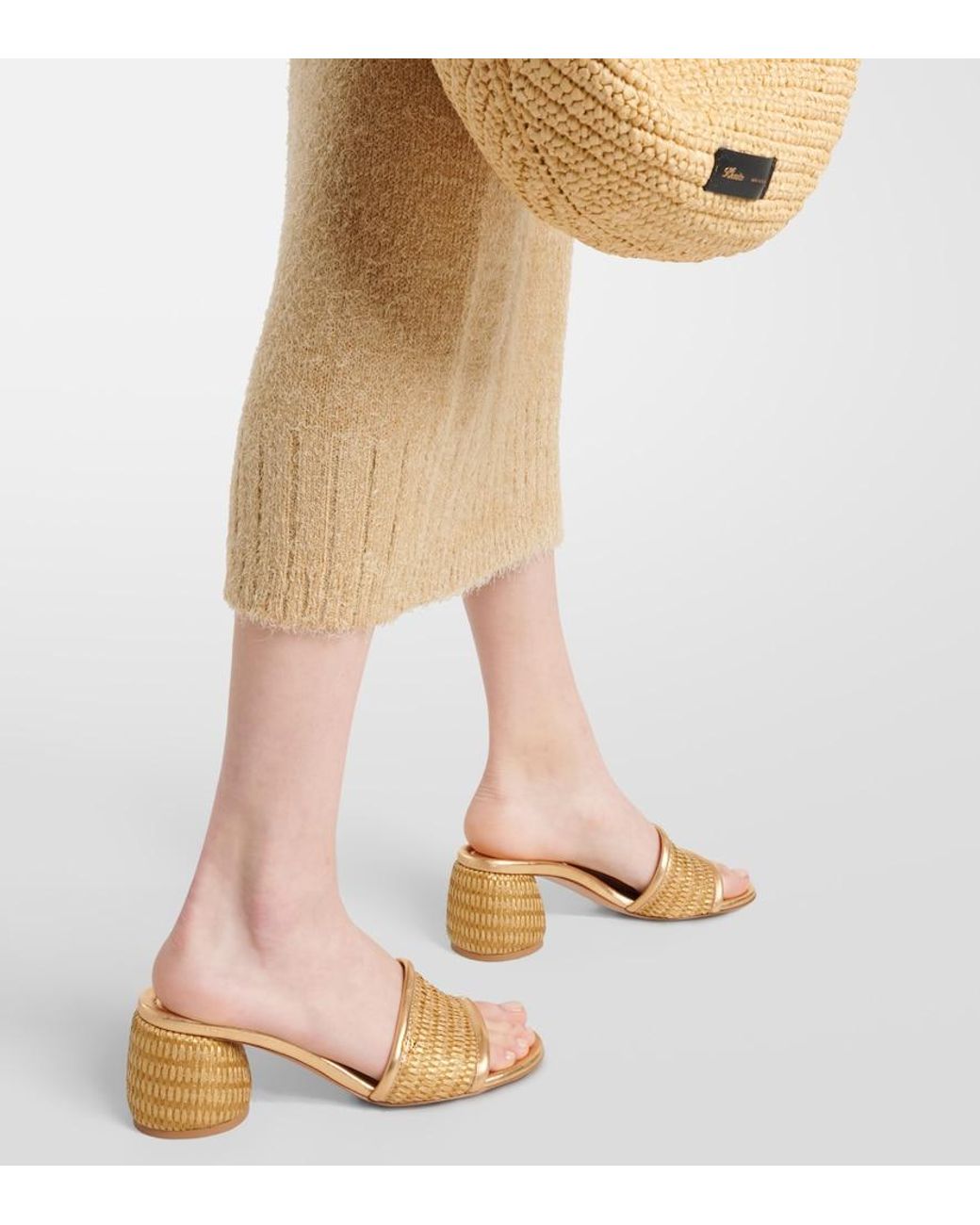 Gianvito Rossi Yellow Marbella Leather-Trimmed Sandals