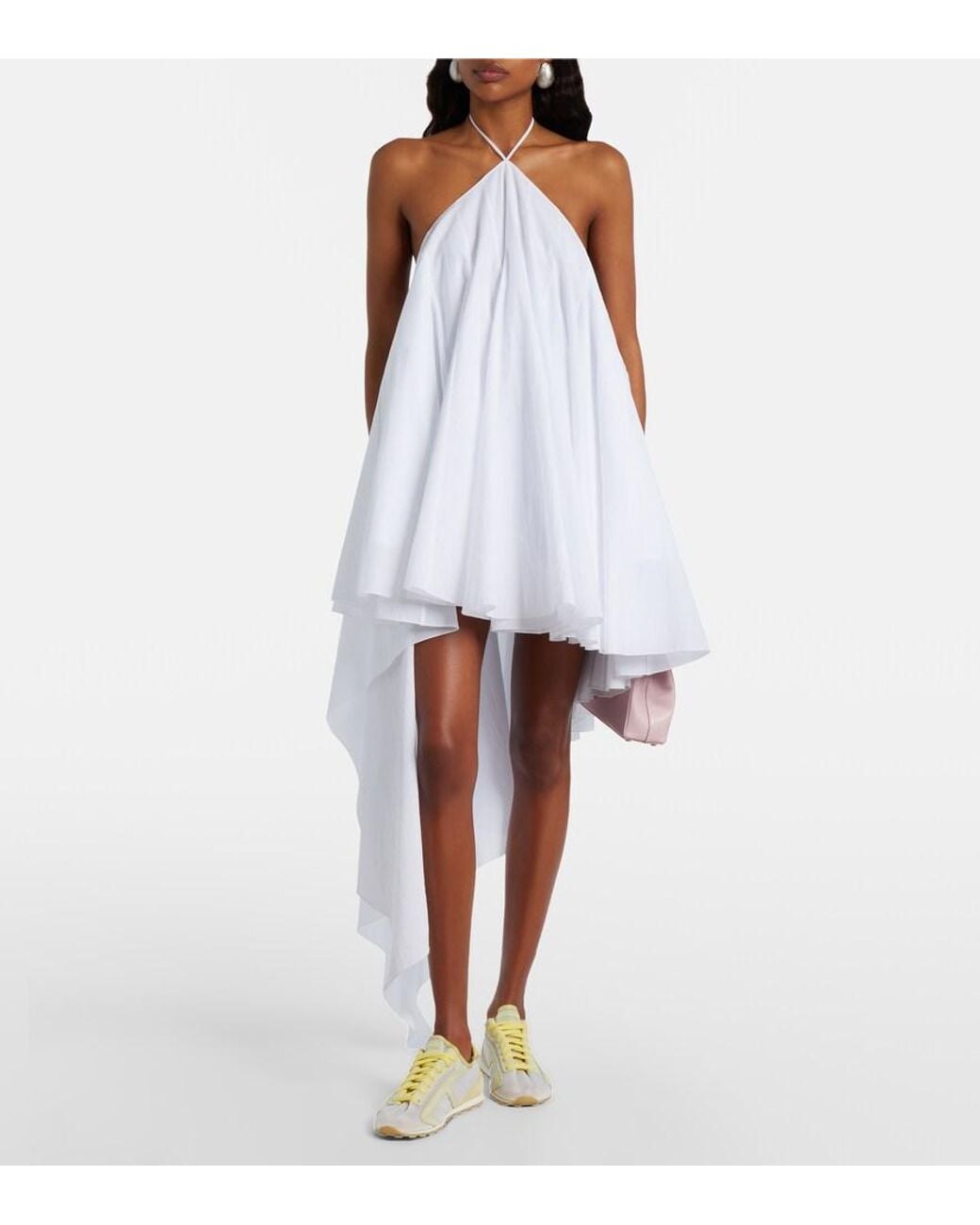 Jacquemus White Tennis Leather-Trimmed Sneakers