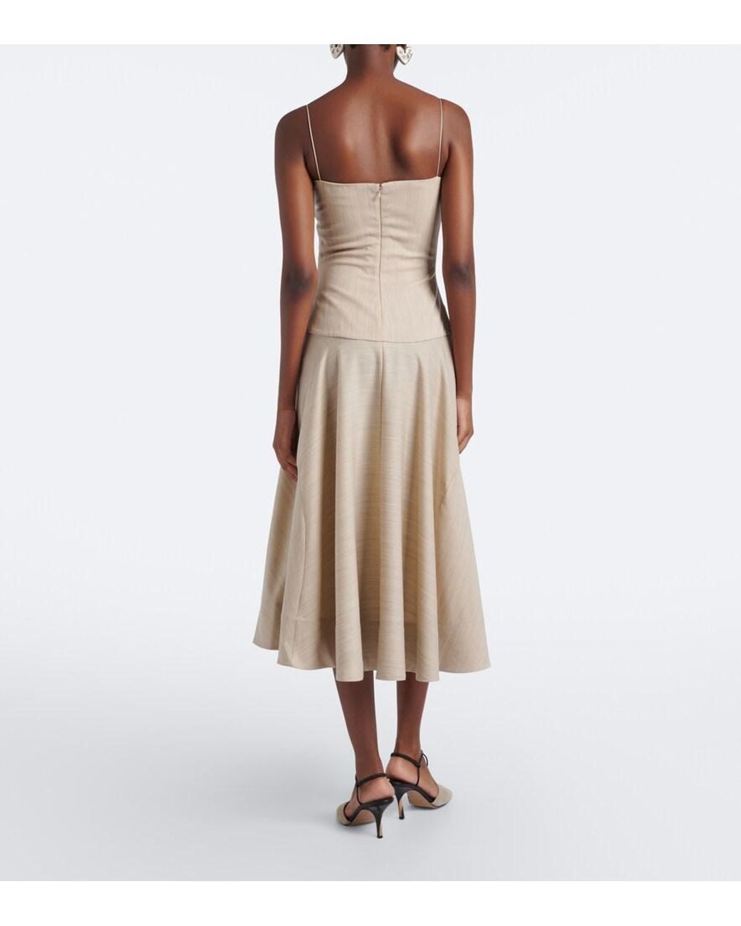 Jacquemus Natural Paradiso Wool-Blend Midi Dress