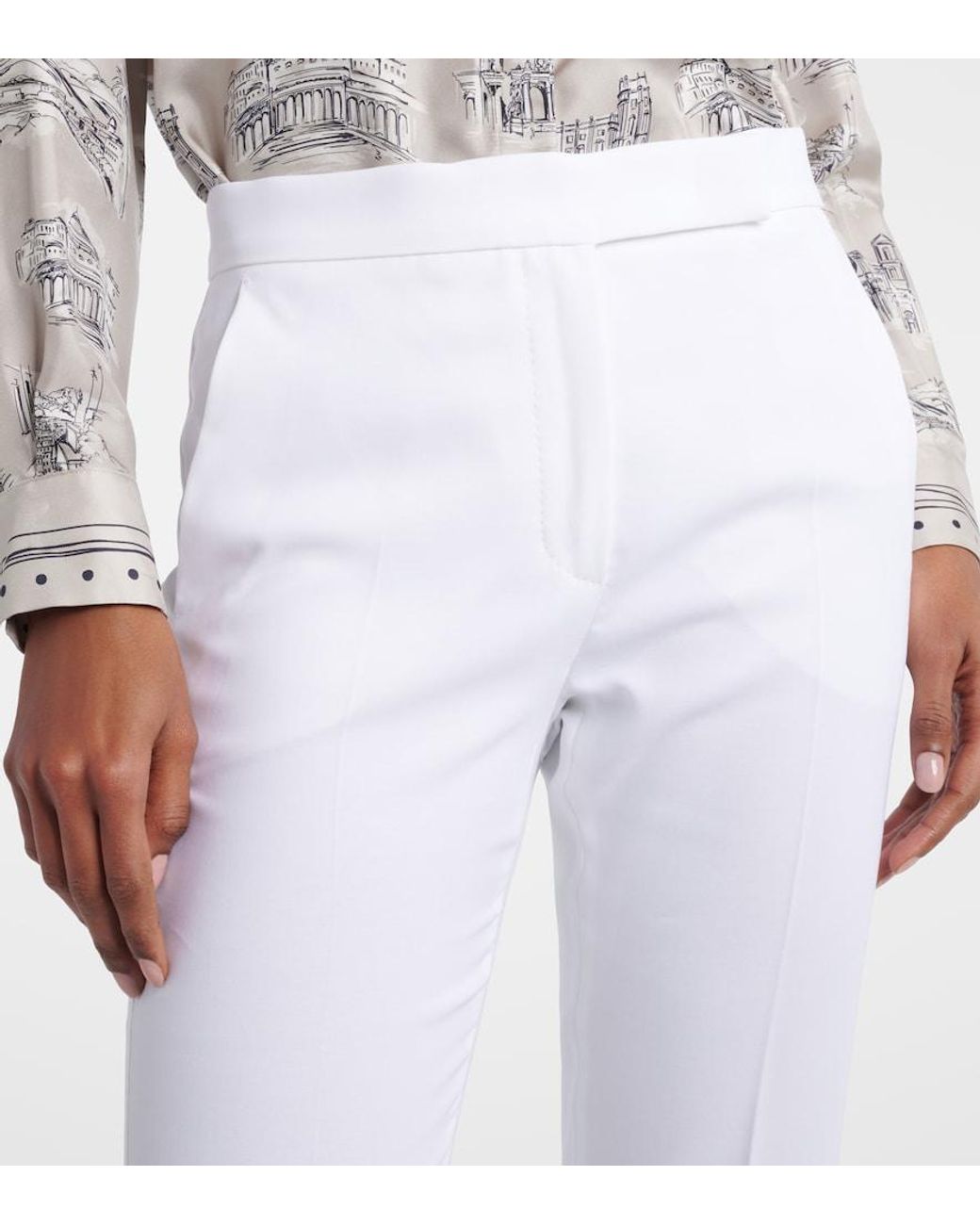 Max Mara White Cotton Slim Pants