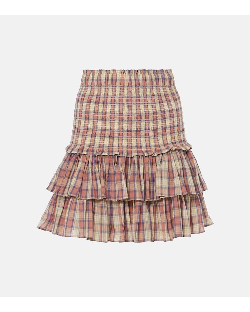 Isabel Marant Natural Naomi Checked Cotton Voile Miniskirt